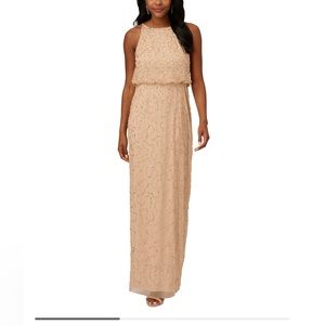 Adriana Papell | Champagne Beaded Bridesmaid Dress | 12 | Worn once